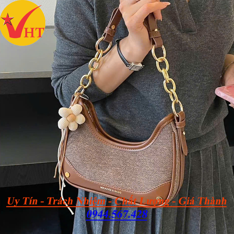 Túi Xách Kẹp Nách, Đeo Chéo Thời Trang Nữ Phối Màu Tặng Kèm Charm Hoa trang Trí - Xưởng Túi Hiền Trâm