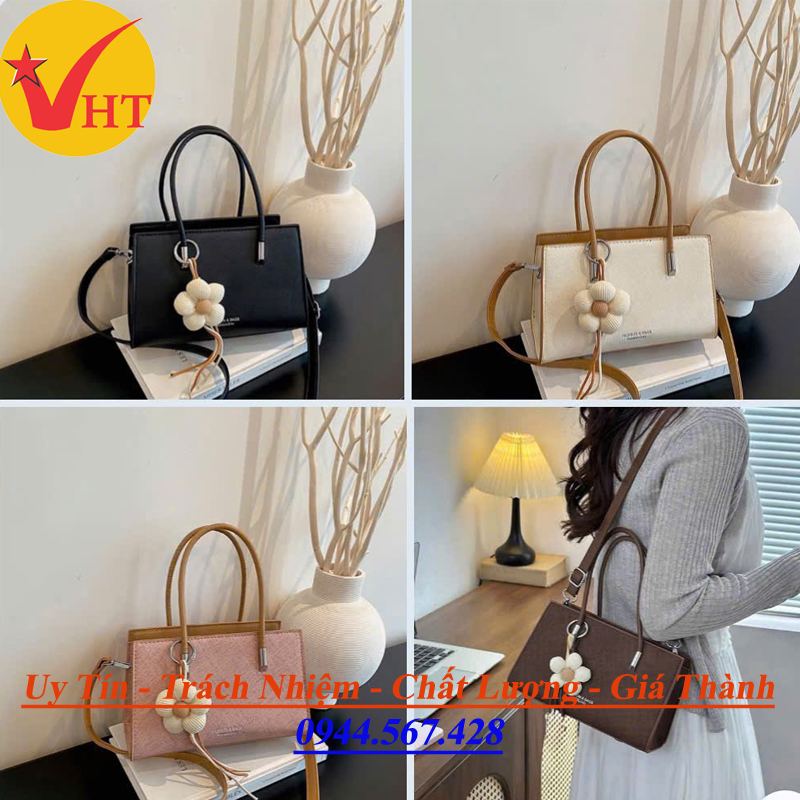 Túi Xách Nữ Thời Trang Phối Màu Thanh Lịch Tặng Kèm Charm Hoa – Xưởng Túi Hiền Trâm